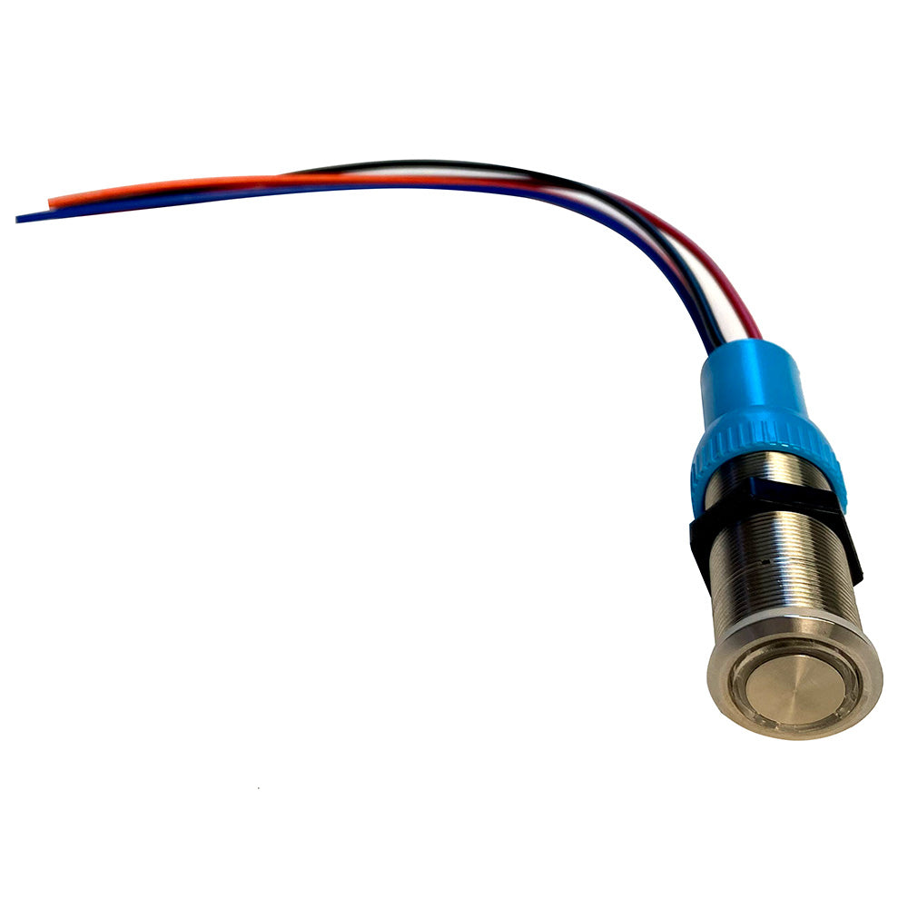 Bluewater 19mm Push Button Switch - Off/(On) Momentary Contact - Blue/Red LED - 1' Lead [9057-2113-1]