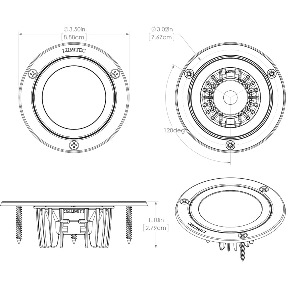 Lumitec Shadow - Flush Mount Down Light - White Finish - White Non-Dimming [114123]