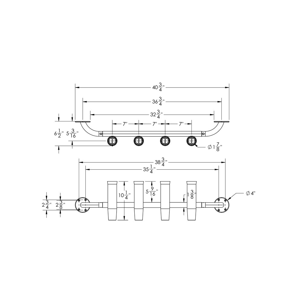 TACO 4-Rod Transom Mount Rod Rack [F31-3504BSA-1]