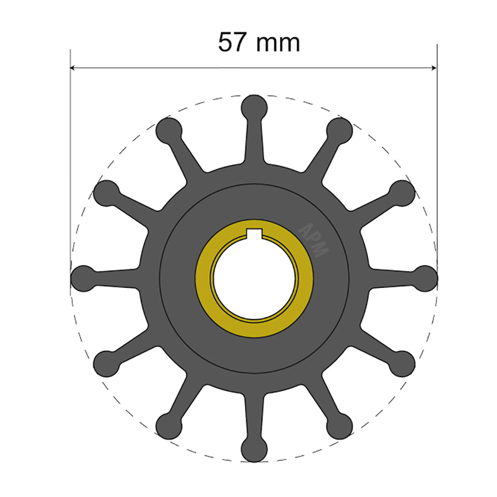 Albin Group Premium Impeller Kit 57 x 12.7 x 20mm - 12 Blade - Key Insert [06-01-013]