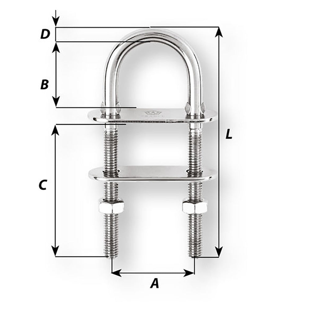 Wichard U-Bolt Pad Eye - 12mm Diameter - 15/32" - 130mm Length - 5-1/8" [06526]